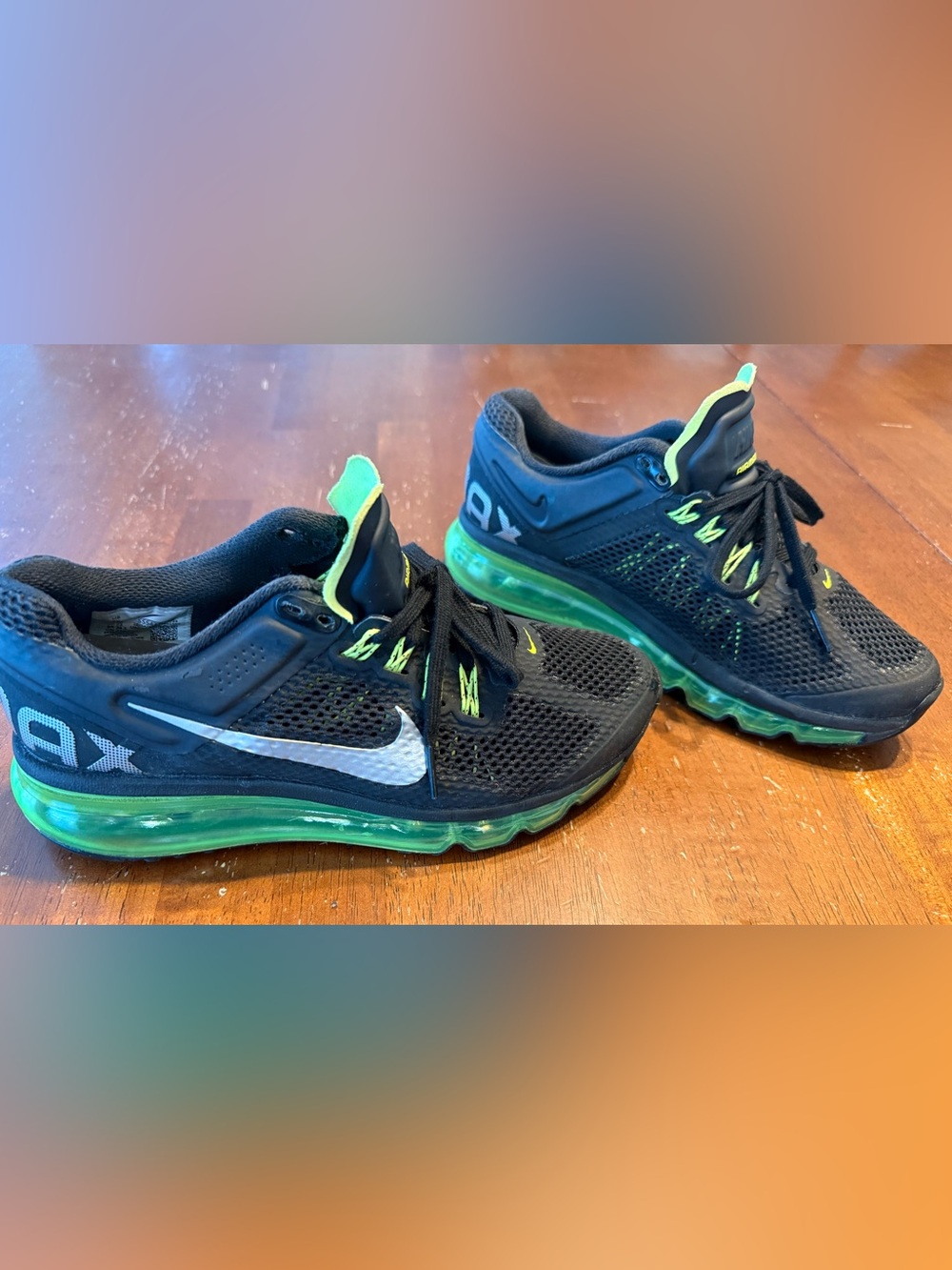 Nike Air Max 2013 GS Black Volt Kids 4Y Running Sneakers Youth Shoes Cleaned!